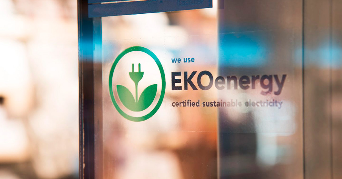 Ekoenergian logomerkki ovessa