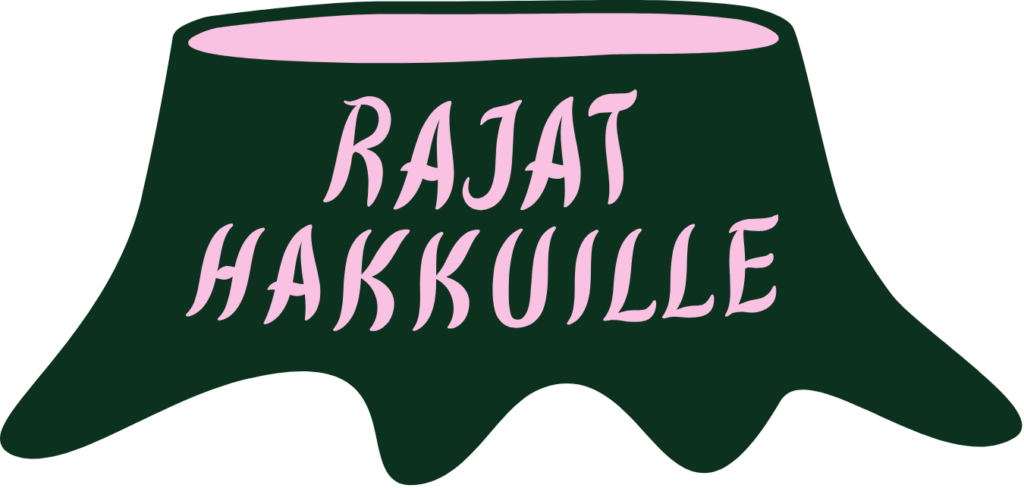 Piireetty kanto, jossa on teksti Rajat hakkuiolle.
