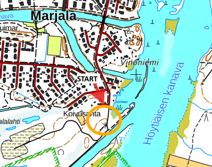 Kartta Marjalan talkoiden aloituspaikasta Loimukatu.