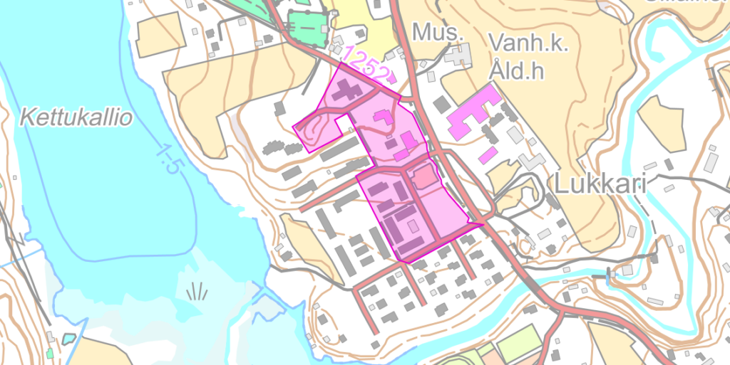 Kaava-alueen kuvakaappaus Lohjan karttapalvelusta