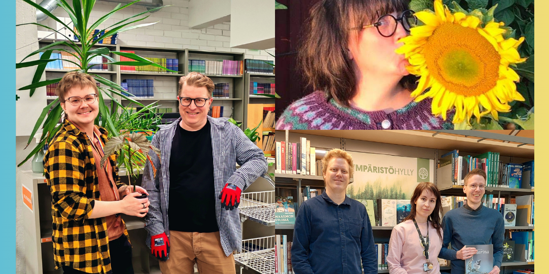 Kuvakollaasissa Lohjan kaupunginkirjaston ympäristötiimin jäsenet