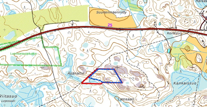 Karttakuva louhinta-alueesta