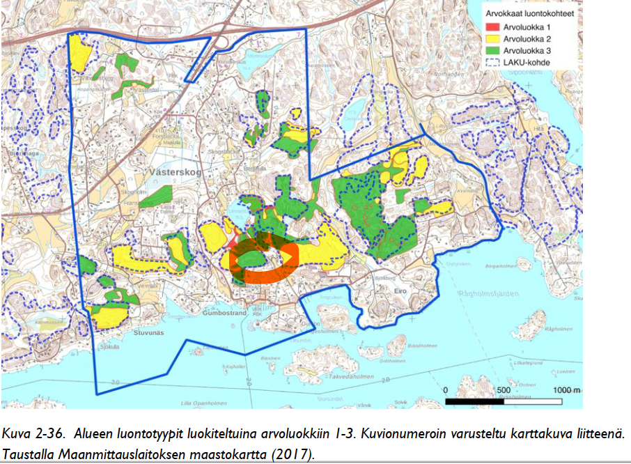 KUVA 2. Rakentamisen uhkaamaa maakunnallisesti arvokasta LAKU-kohdetta.