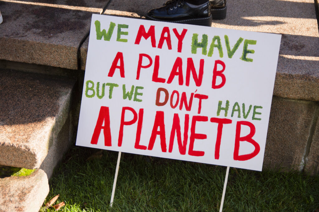 Mielenosoituskyltissä lukee We may have a plan b but we don't have a planet b.